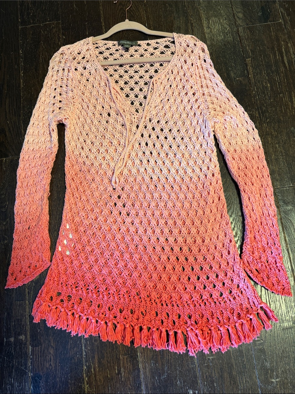 Tommy Bahama Pink to Coral Ombre Crochet Swim Cover-Up
